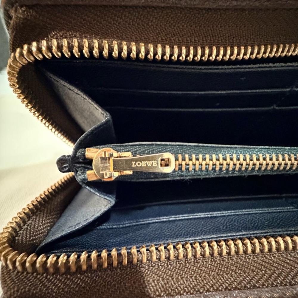 Leather Zip-Around Wallet in Dark Brown - Picture 12 of 15